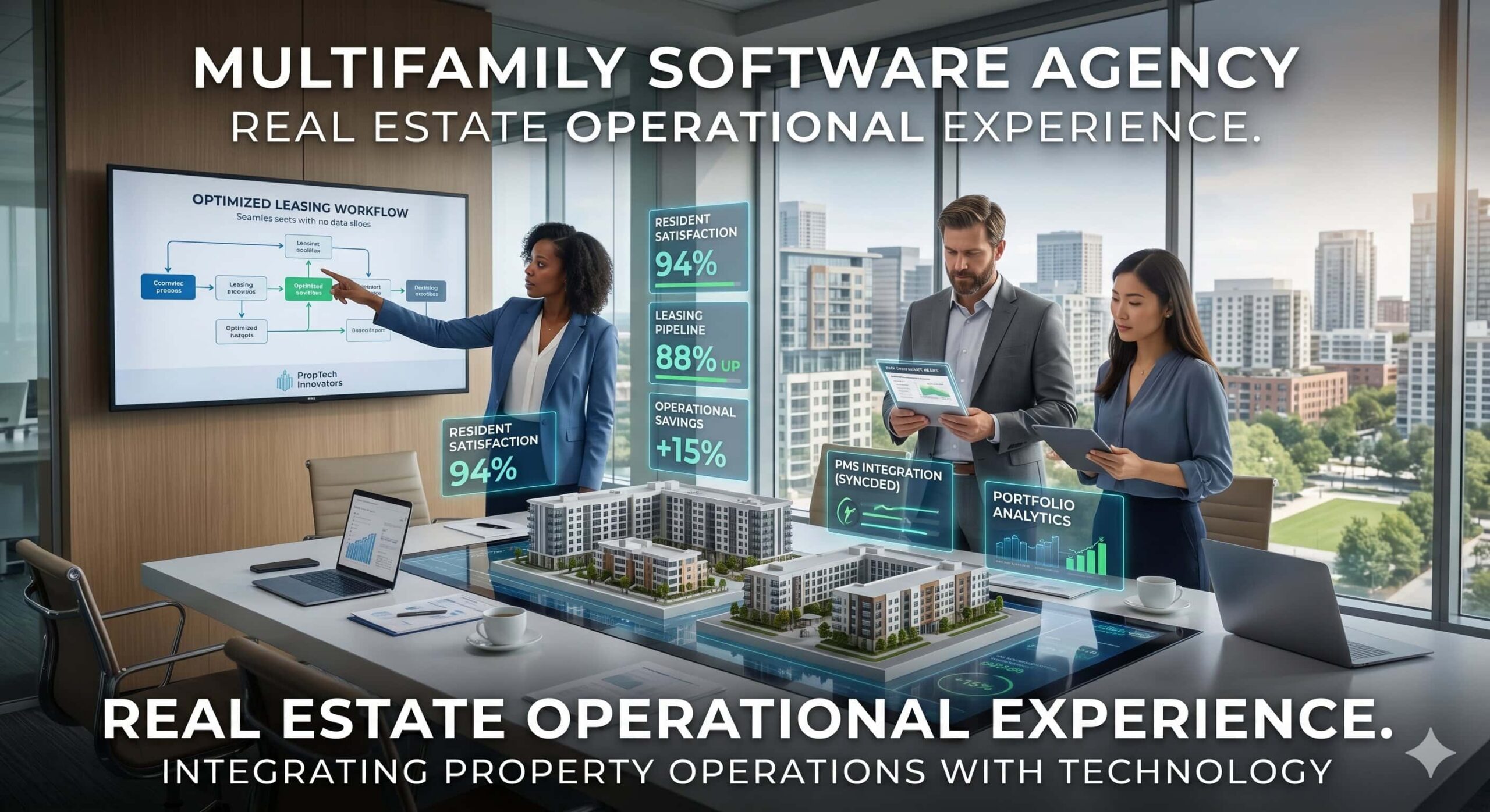 Multifamily software agency with real estate experience supporting PMS integrations and property management workflows